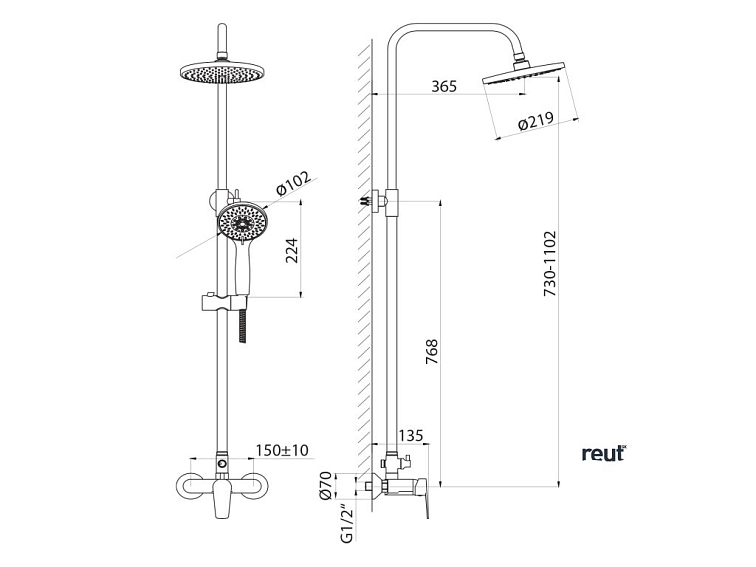 Aqualine LOTTA sprchový stĺp s pákovou batériou, chróm LT690