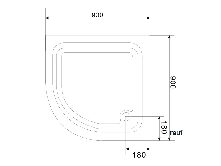 Aqualine Sprchová samonosná vanička akrylátová, štvrťkruh 90x90x15cm BTTR90