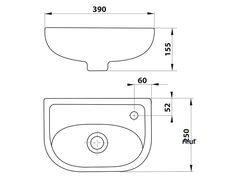 Aqualine SMALL Keramické umývadlo 40x25cm, biela 4000
