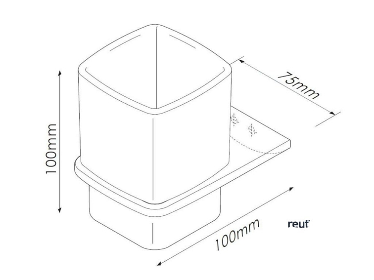 kielle Vega Pohárik na kefky a pastu s držiakom, matné sklo/matná čierna 40018004