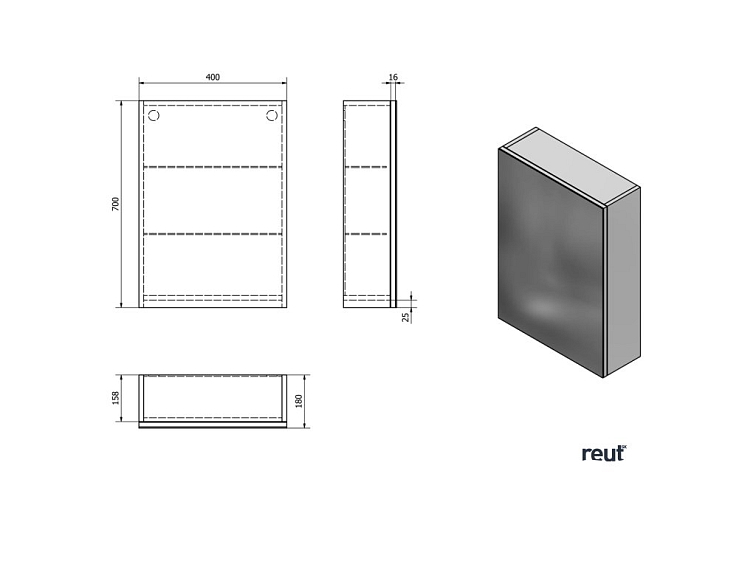 Aqualine VEGA GALERKY VEGA galérka 40x70x18cm, biela VG040