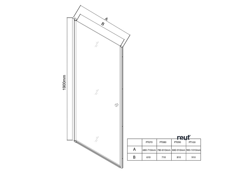 Aqualine PILOT otočné sprchové dvere 800mm PT080W