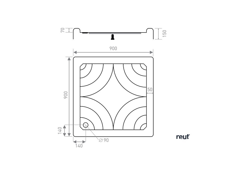 CA PLAST Sprchová vanička samonosná Lekno štvorec 90x90x15 cm