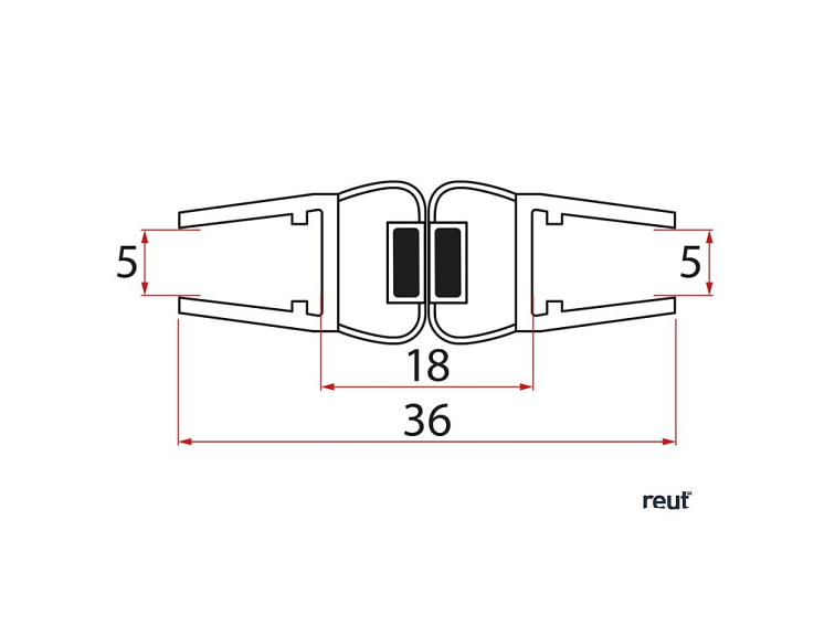 Aqualine Set plochých magnetických tesnení pre sklo 5/5mm, 1850mm NDHLS-3
