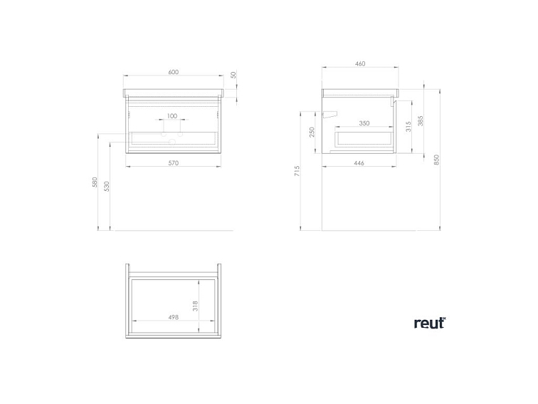 Aqualine ALTAIR umývadlová skrinka 57x35x45cm, biela AI263