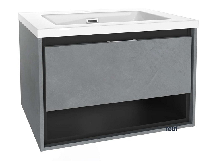 kielle Meara Skrinka s umývadlom 60 cm, betón/matná čierna 50026S605