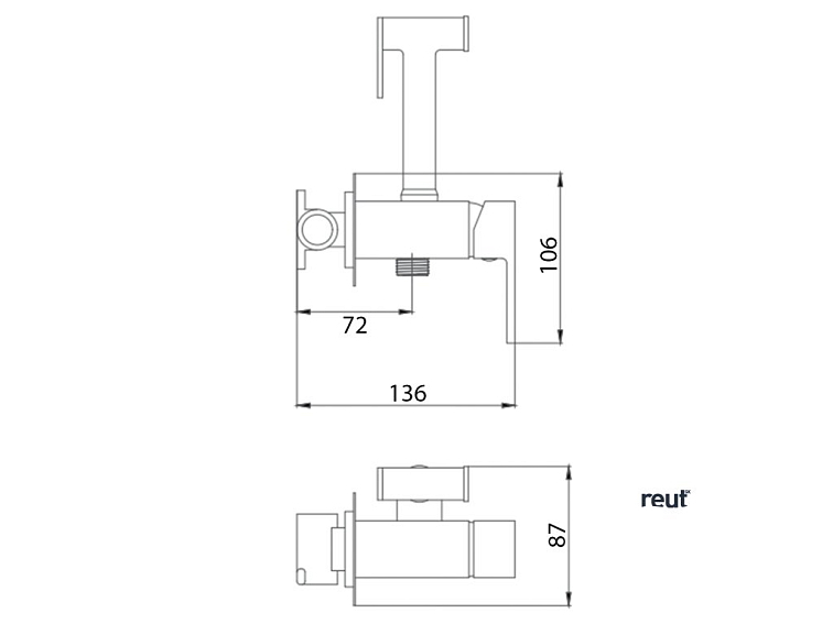Aqualine Podomietková bidetová batéria so Stop sprškou, hadica 1,2m, guľatá, chróm SK302
