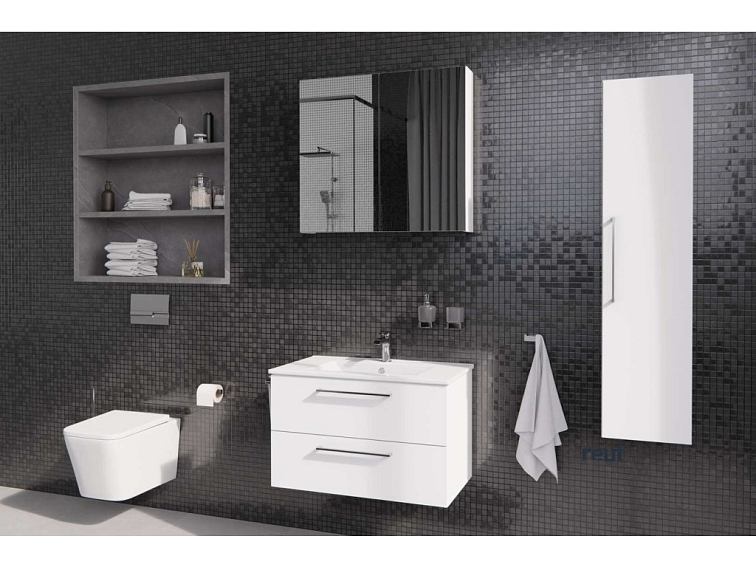 kielle Vega Skrinka vrátane umývadla, 80x55x46 cm, 2 zásuvky, lesklá biela 50018S80