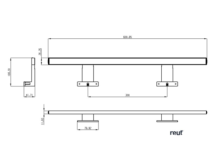 Aqualine SERAPA LED svietidlo, 9W, 230V, 600x40x100mm, IP44, hliník, chrom SA148