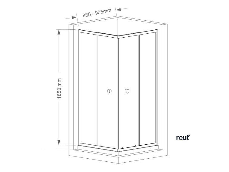 Aqualine AGGA štvorcová sprchová zástena 900x900mm, číre sklo HLF909Y