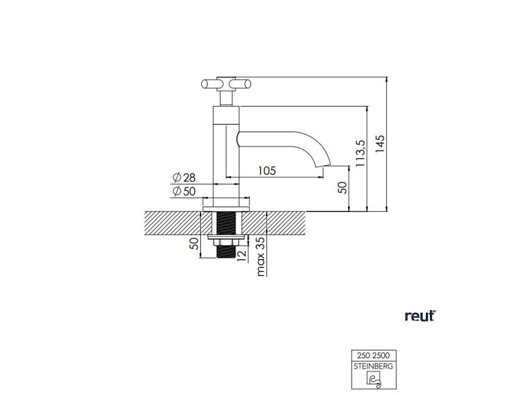 Steinberg 250 Umývadlový ventil, chróm 2 502 500