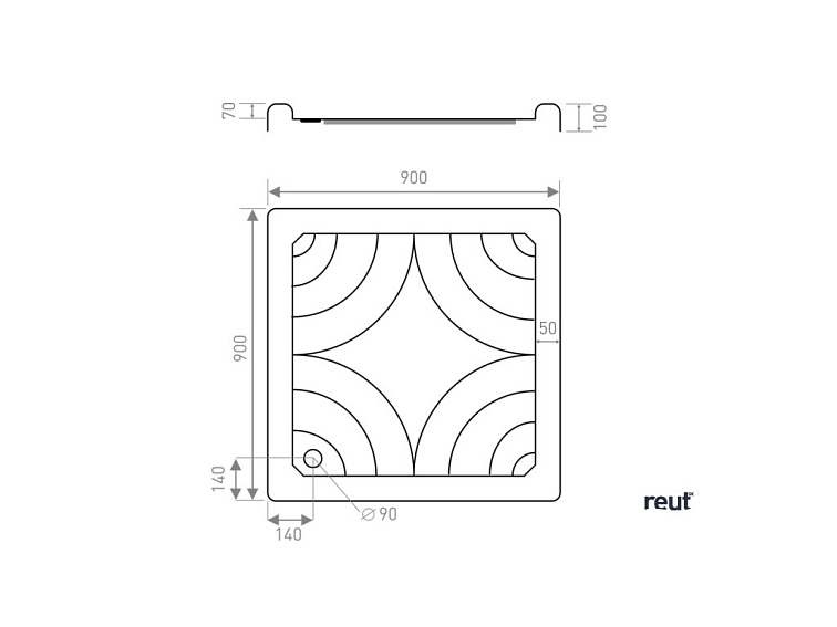 CA PLAST Sprchová vanička samonosná Lekno štvorec 90x90x10 cm