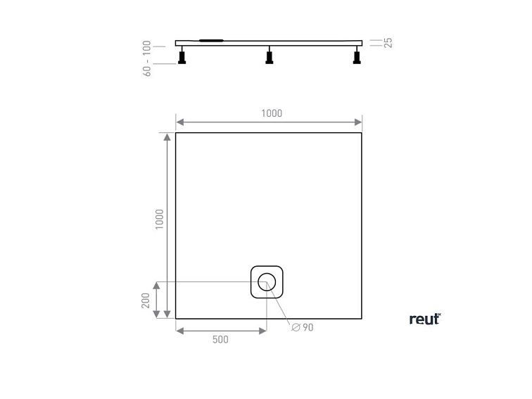 CA PLAST Sprchová vanička z liateho mramoru LINDE štvorec 100x100 cm