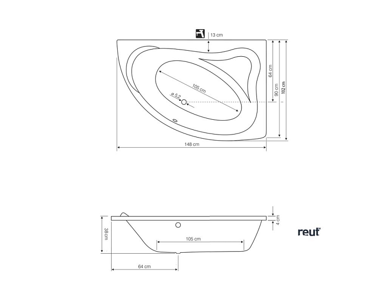 Aqualine ORAVA vaňa 150x90x38cm, pravá, biela G1591
