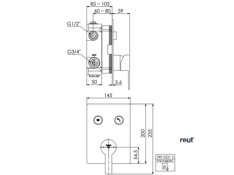 Steinberg 390 Batéria pod omietku na 2 spotrebiče, chróm 390 2221 3