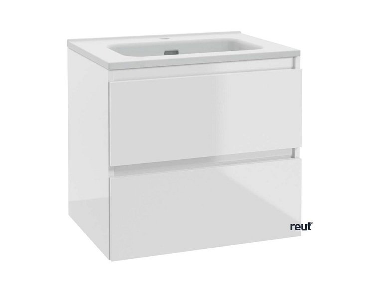 kielle Nefia Skrinka vrátane umývadla, 60x55x46 cm, 2 zásuvky, lesklá biela 50027S620