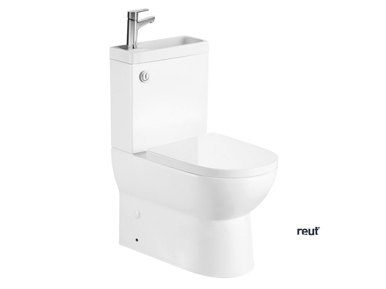 Aqualine JALTA HYGIE WC kombi s umývadlom, Rimless, spodný/zadný odpad, biela PB103H