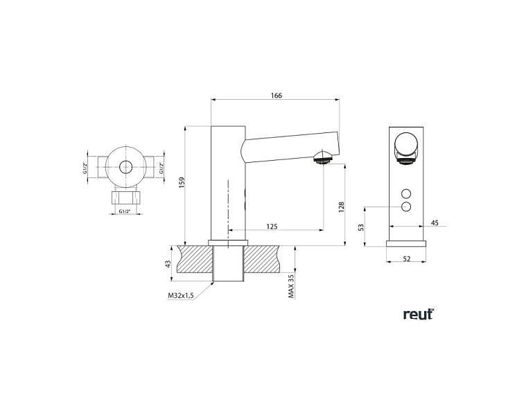 Aqualine Senzorová stojanková batéria 6V DC (4xAA), nerez mat PS608