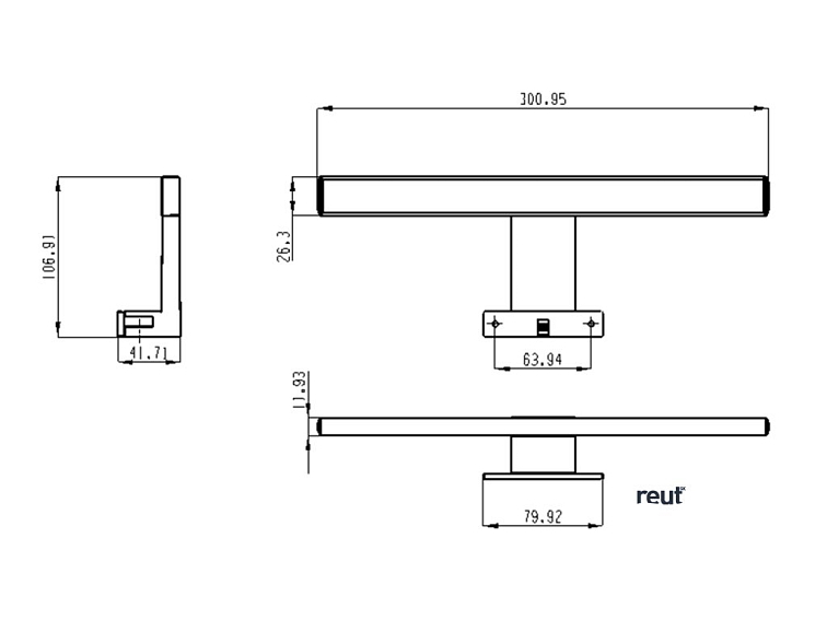 Aqualine SERAPA LED svietidlo 5W, 230V, 300x40x100mm, IP44, plast, chróm SA147