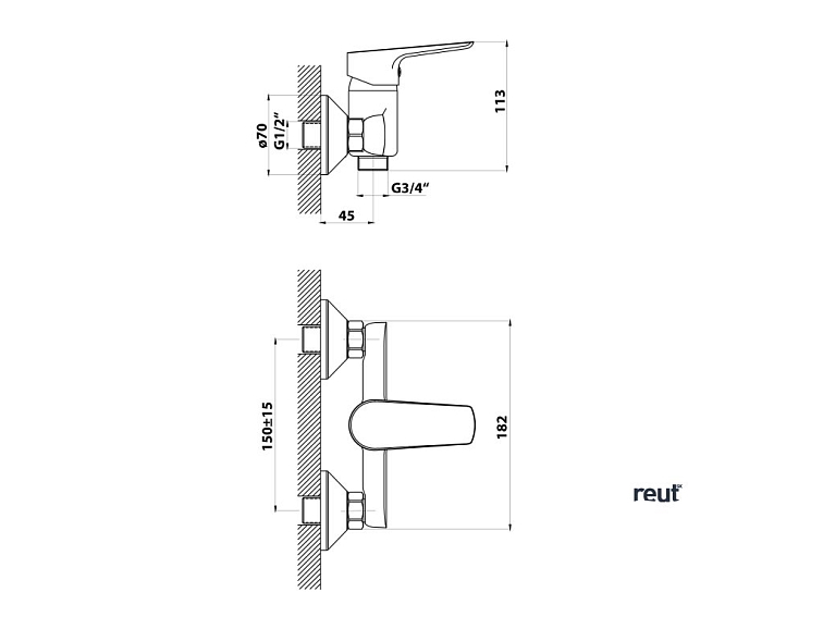 Aqualine LOTTA nástenná drezová batéria 3/4", bez ramienka, chróm LT641