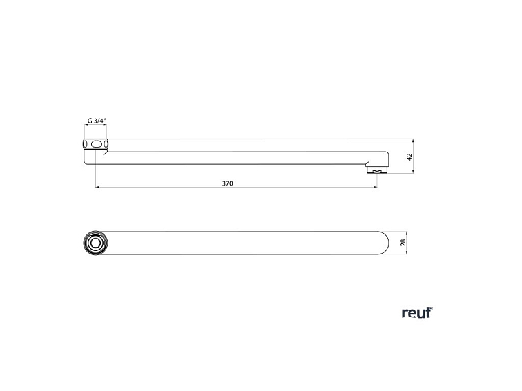 Aqualine Výtokové ramienko k batérii, 370mm, ploché, chróm 43992