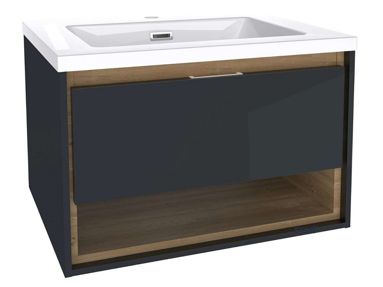 kielle Meara Skrinka s umývadlom 60 cm, tmavo sivý lesk/tmavý dub 50026S606