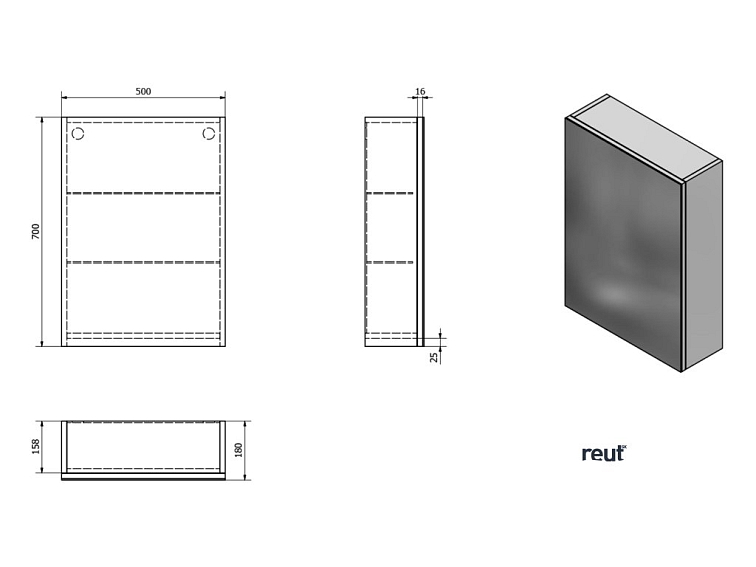 Aqualine VEGA GALERKY VEGA galérka 50x70x18cm, biela VG050