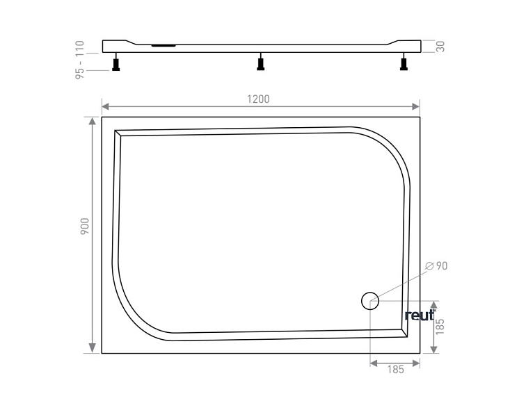 CA PLAST Sprchová vanička z liateho mramoru Luca obdĺžnik 120x90 cm