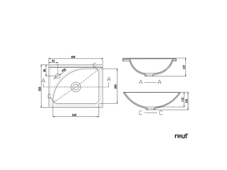 Aqualine Nábytkové umývadlo, mramor, 40x32cm, biela LM408