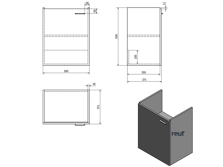 Aqualine ZOJA umývadlová skrinka 50,5x63x37,1cm, biela 56373