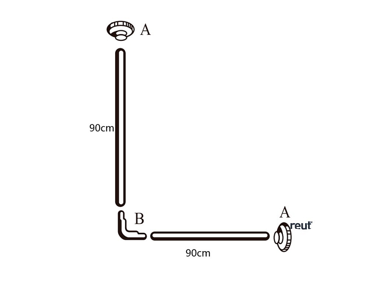 Aqualine Závesová tyč rohová 90x90cm, hliník, biela AC9090