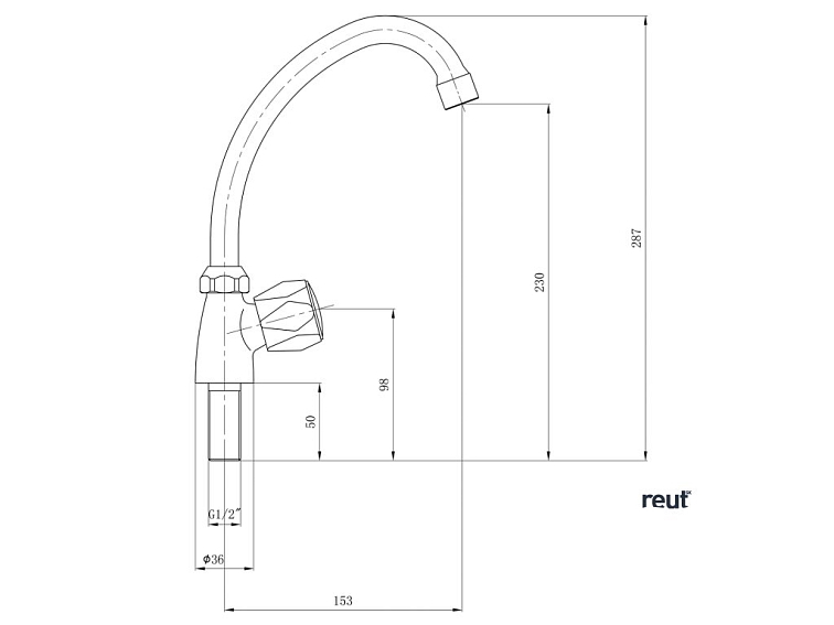 Aqualine Stojánkový ventil 1/2´´, otočná hubica, chróm ZY1807