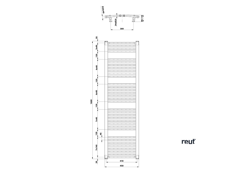 Aqualine DIRECT & ORBIT ORBIT vykurovacie teleso s bočným pripojením 450x1680 mm, biela ILO64T