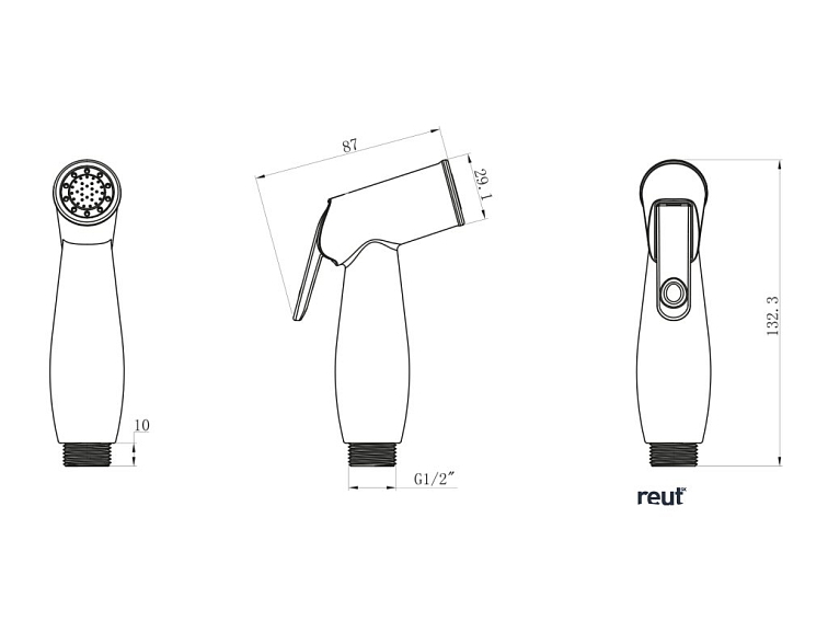 Aqualine Bidetová sprška guľatá, ABS/chróm BS5003