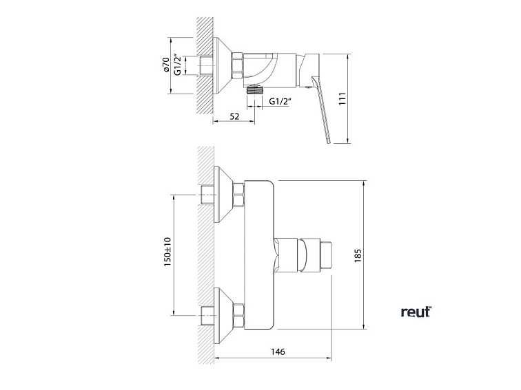 Aqualine SINTRA nástenná sprchová batéria, chróm SX011