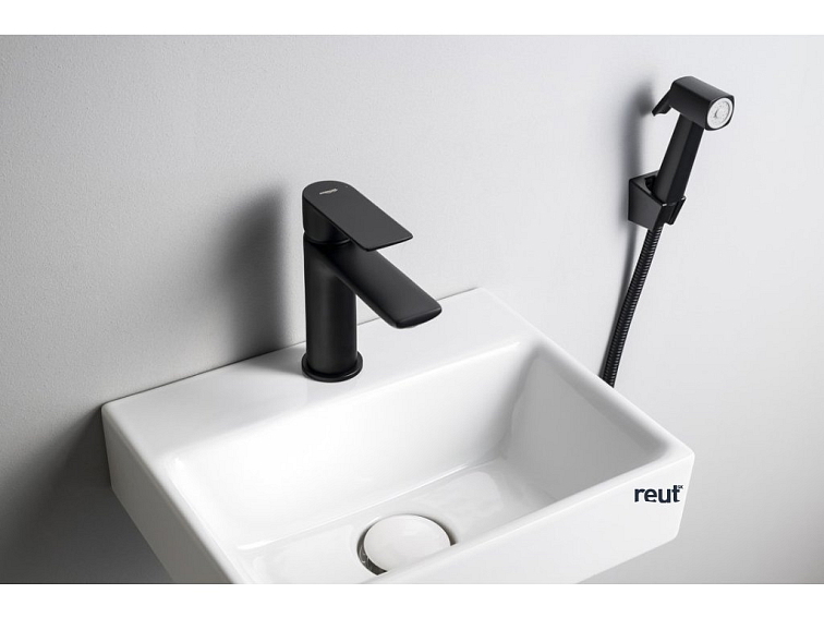 Aqualine Umývadlová stojánkova batéria s bidetovou sprškou, čierna SK401B