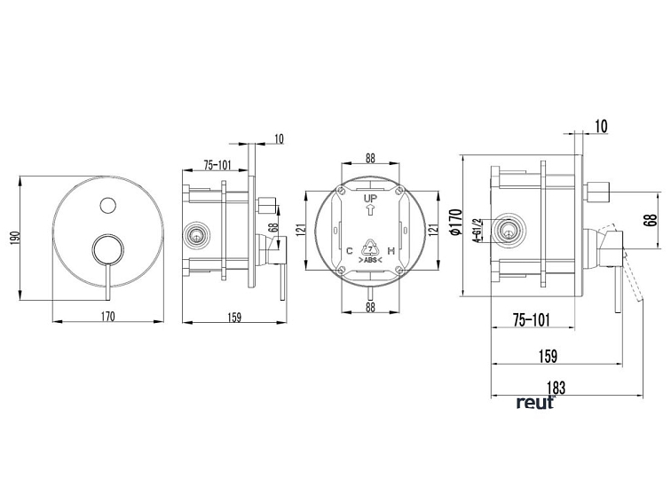 kielle Oudee Batéria pod omietku na 2 spotrebiče, s telesom, chróm 10315200