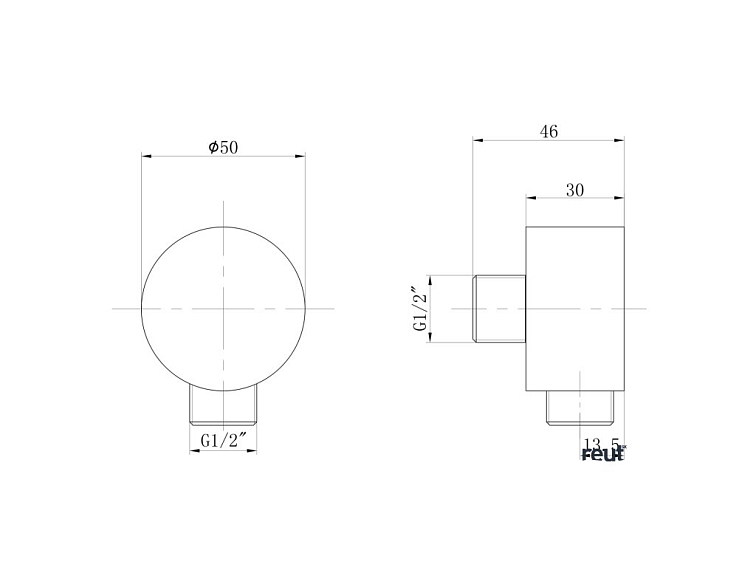Aqualine Vývod sprchy, priemer 50mm, čierna mat SC371B