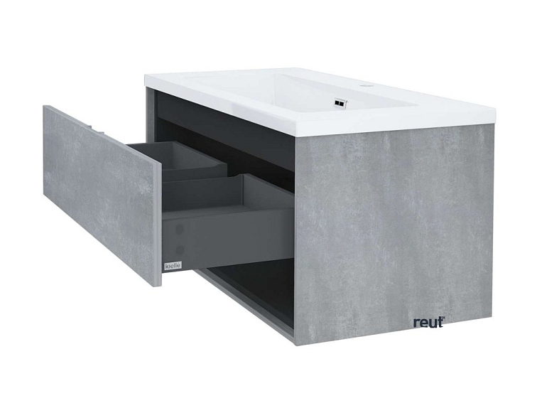 kielle Meara Skrinka s umývadlom 90 cm, betón/matná čierna 50026S905