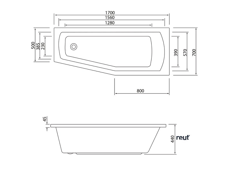 Aqualine OPAVA vaňa 170x70x44cm, pravá, biela A1771