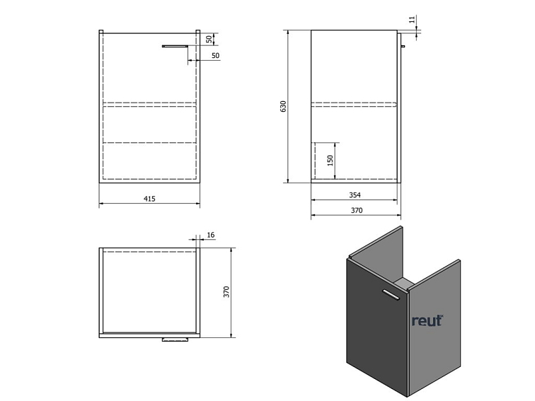 Aqualine ZOJA umývadlová skrinka 41,5x63x37,6cm, biela 56372
