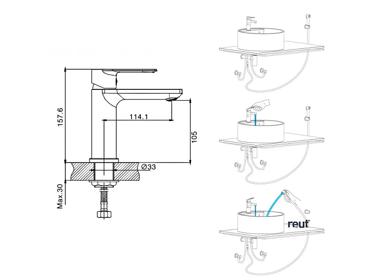 Aqualine Umývadlová stojánkova batéria s bidetovou sprškou, chróm SK401