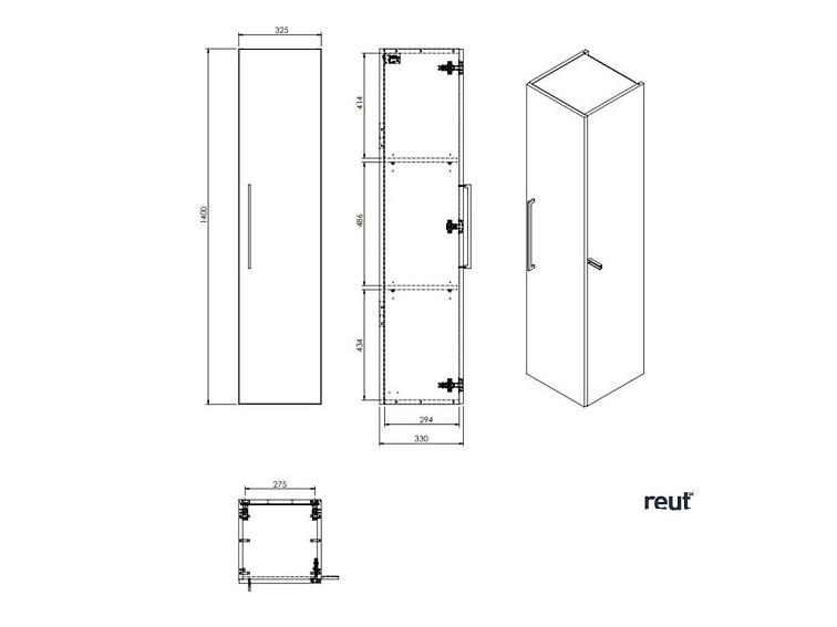 kielle Vega Vysoká skrinka závesná, 140x33x33 cm, zlatý dub 50218011