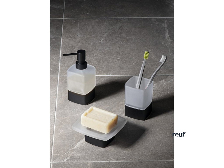 Gedy LOUNGE pohár na postavenie, mliečne sklo, čierny mat 549814