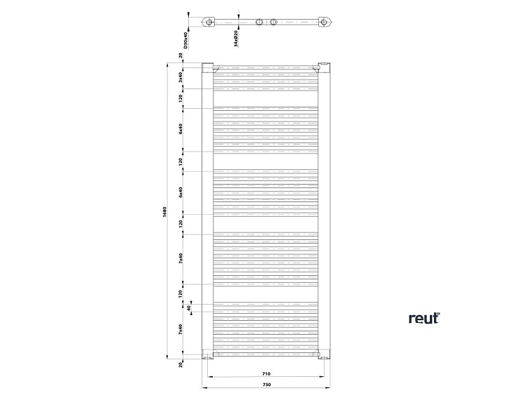 Aqualine DIRECT & ORBIT DIRECT vykurovacie teleso s bočným pripojením 750x1680 mm, biela ILR67T