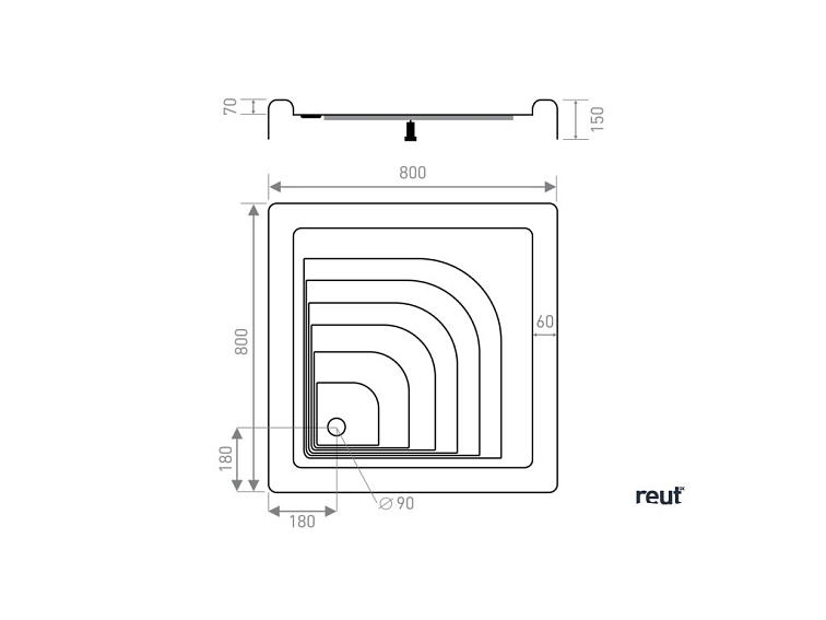 CA PLAST Sprchová vanička samonosná Lekno štvorec 80x80x15 cm