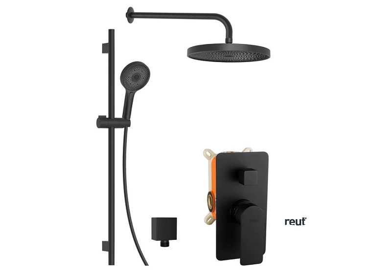 kielle Vega Sprchový set s batériou pod omietku, na 2 spotrebiče, s príslušenstvom a telesom, matná čierna 20618SP24