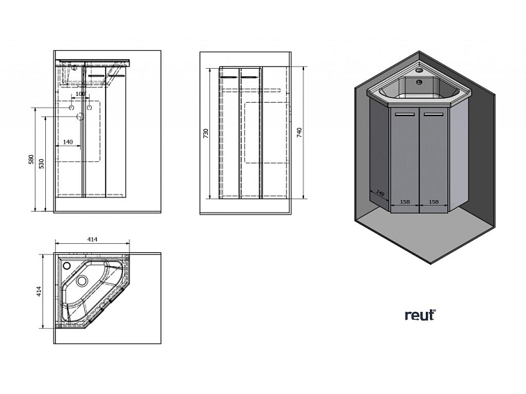Aqualine ZOJA umývadlová skrinka 39x74x39cm, dub platin 50344