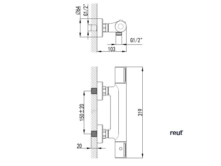 kielle Oudee Termostatická sprchová batéria, chróm 10602110