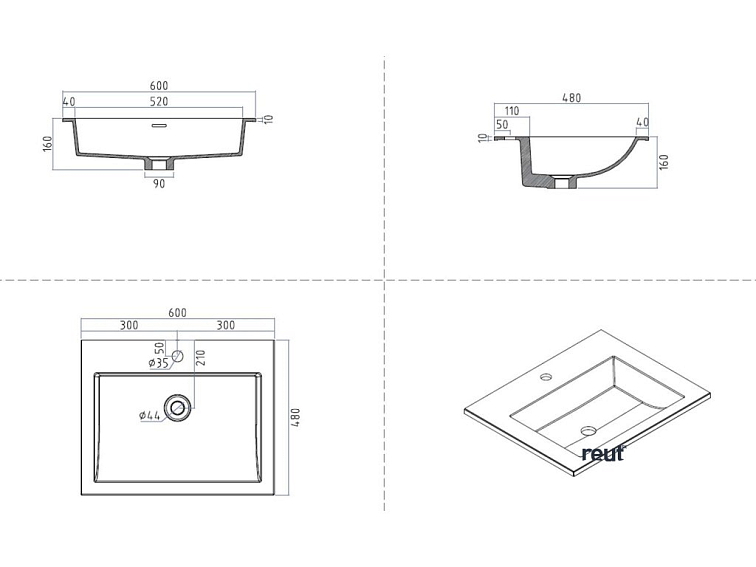 kielle Nefia Skrinka s umývadlom 60 cm, lesklá biela 50027S610